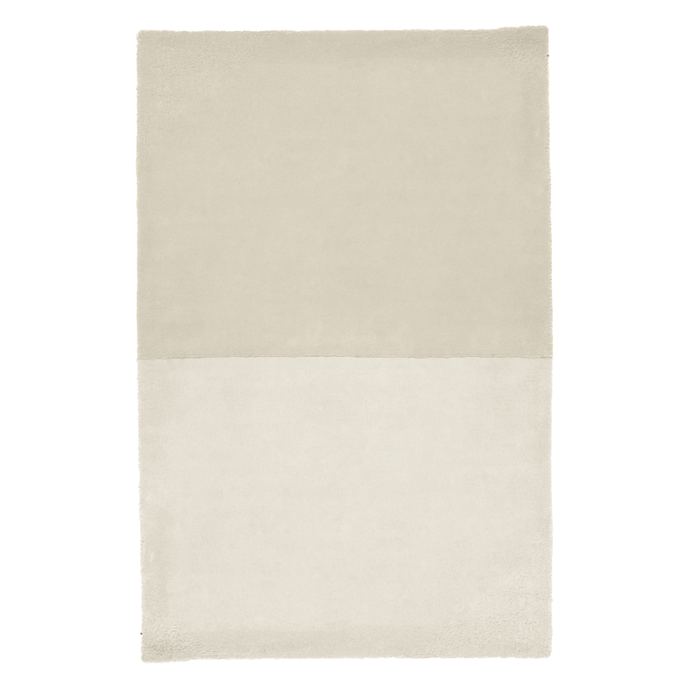 Ivory and cream block wool rug, soft neutral modern wool rug
