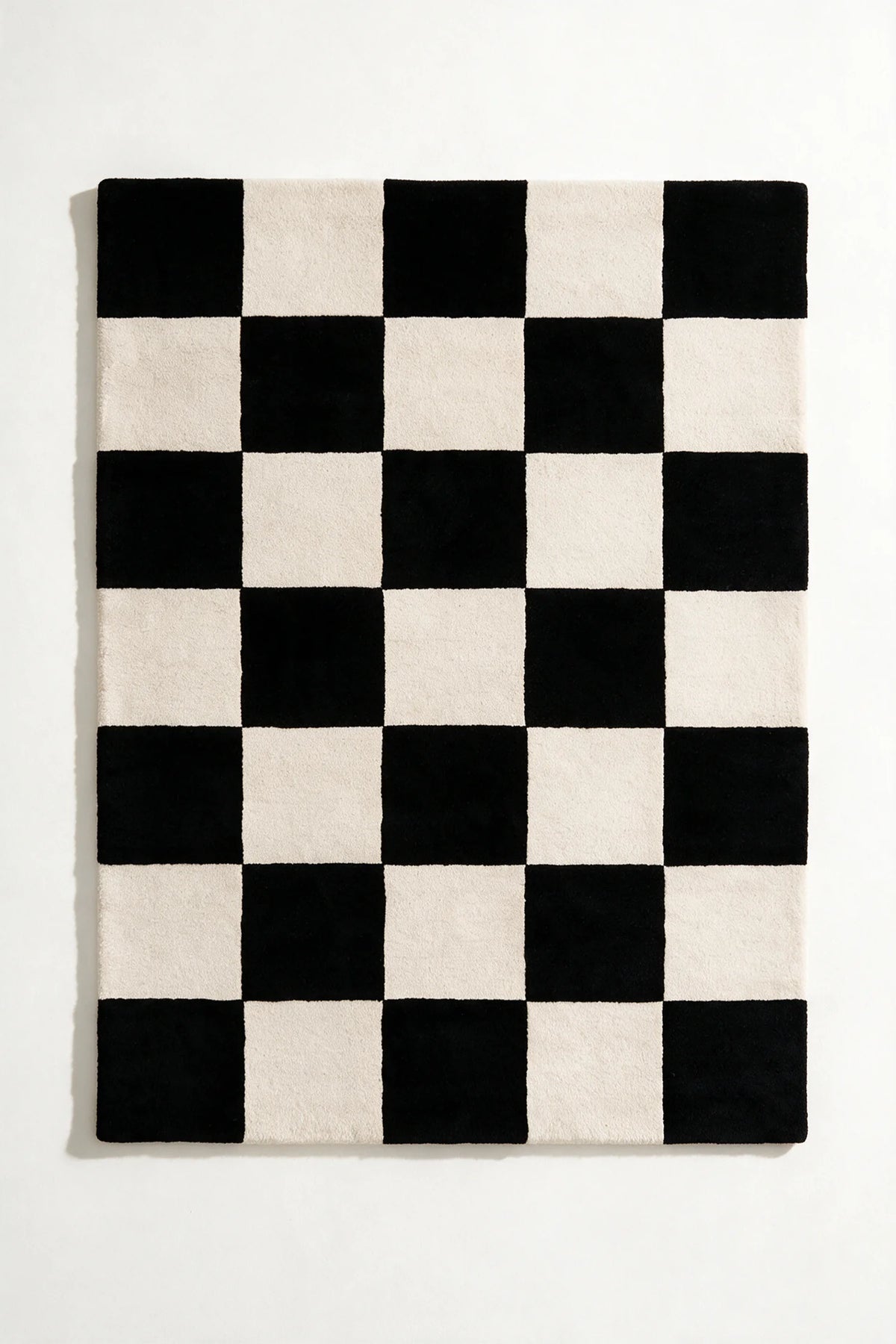 9x12 modern black and white checkered wool rug for living rooms, kitchens, or bedrooms