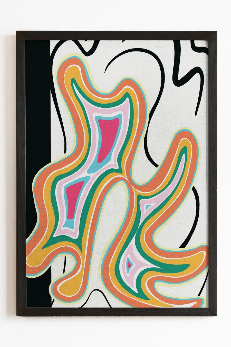 Abstract geometric art print with fluid canyon-inspired shapes in warm tones.