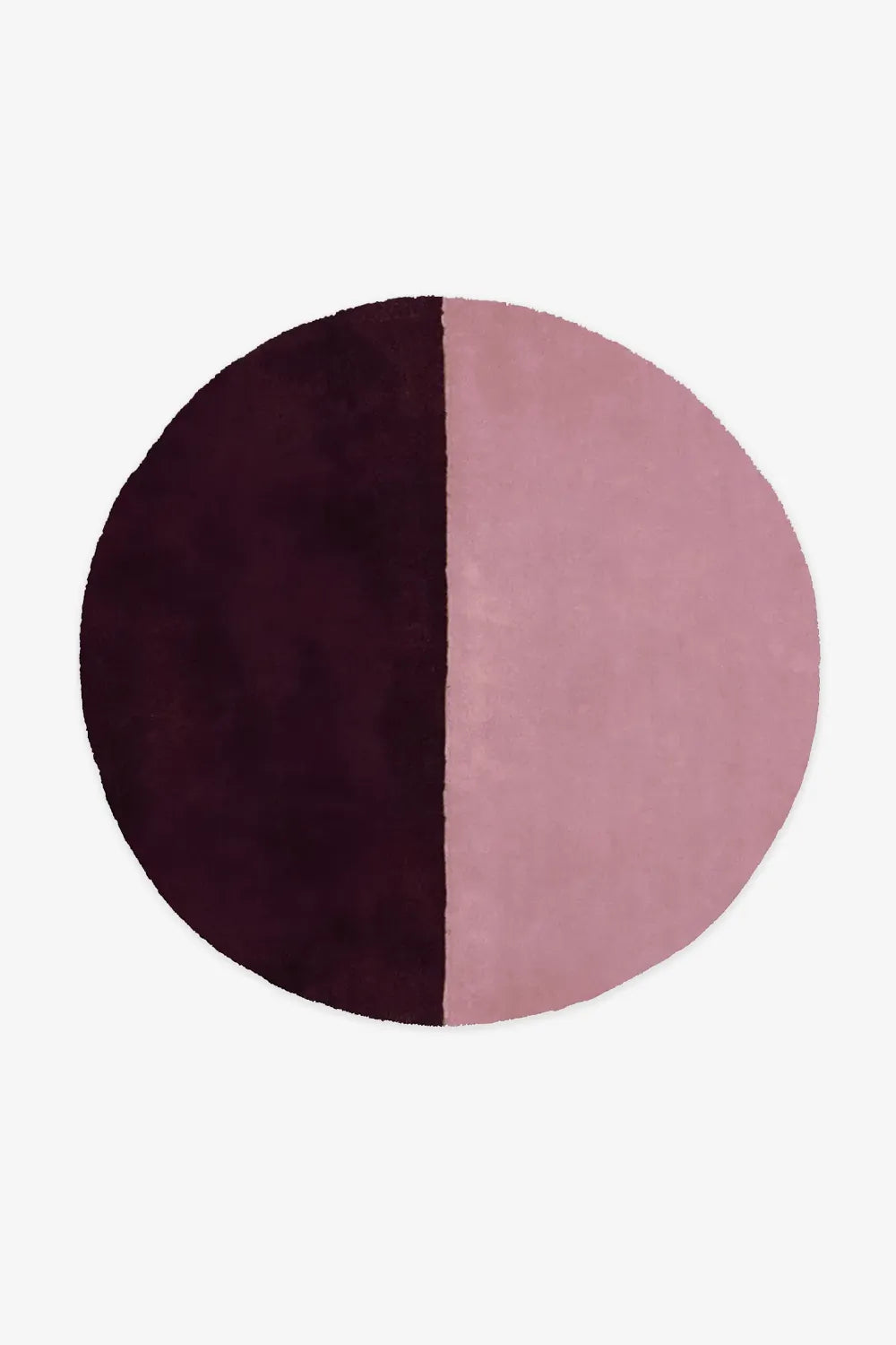 6x6 dusty plum and mauve wool circle rug, a modern choice for bedrooms, nurseries, and organic modern living spaces.