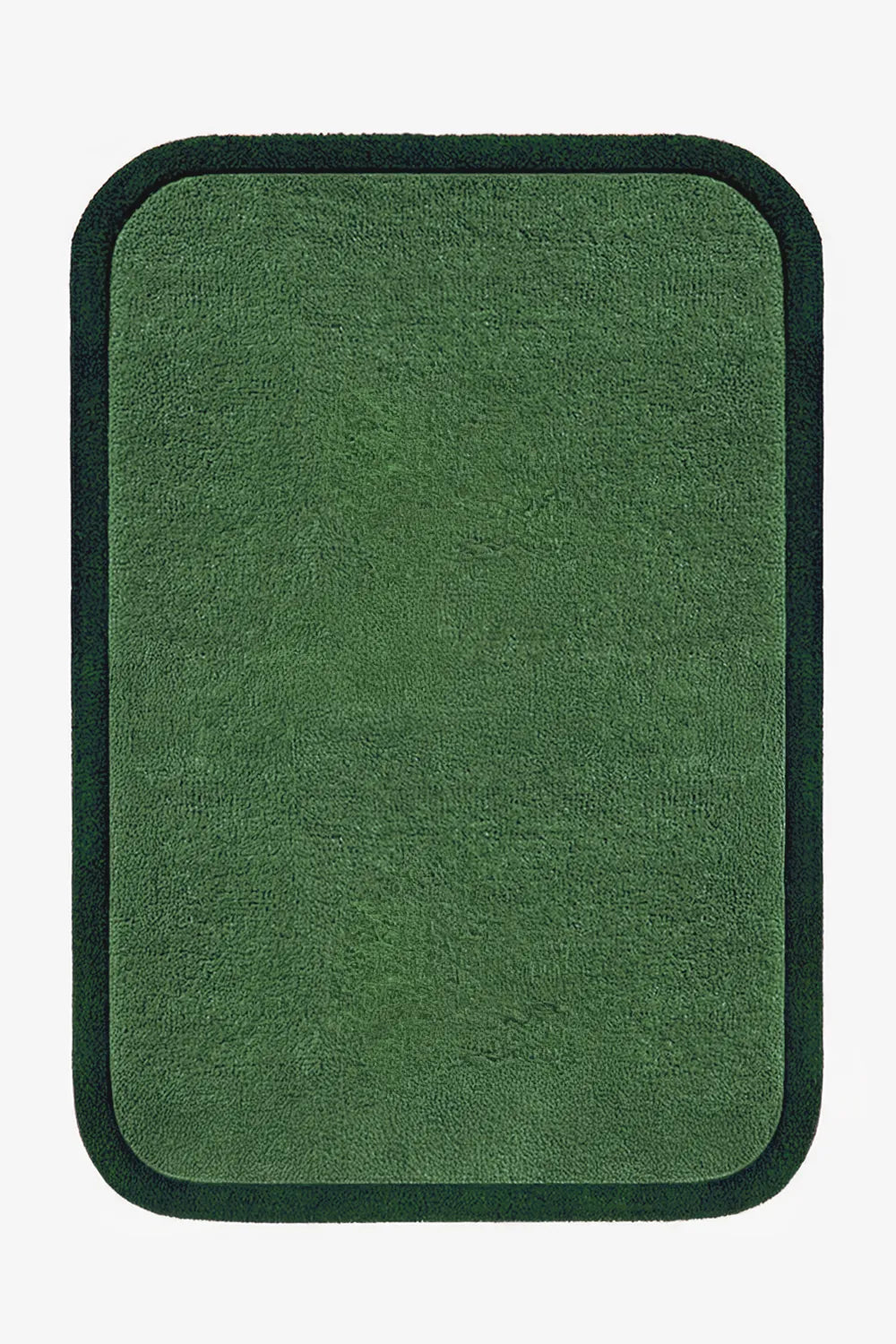2x3 emerald green wool entryway rug with modern minimalist rounded edge
