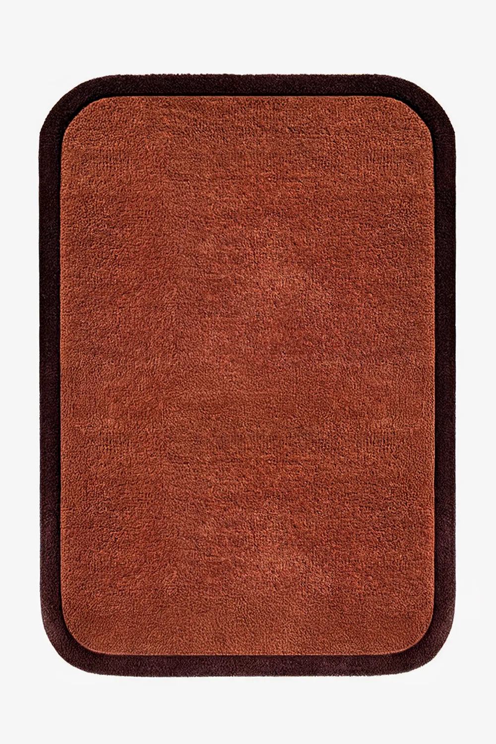 8x10 brown modern wool rug with rounded corners and deep brown border