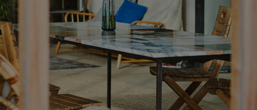 modern dining room with rug