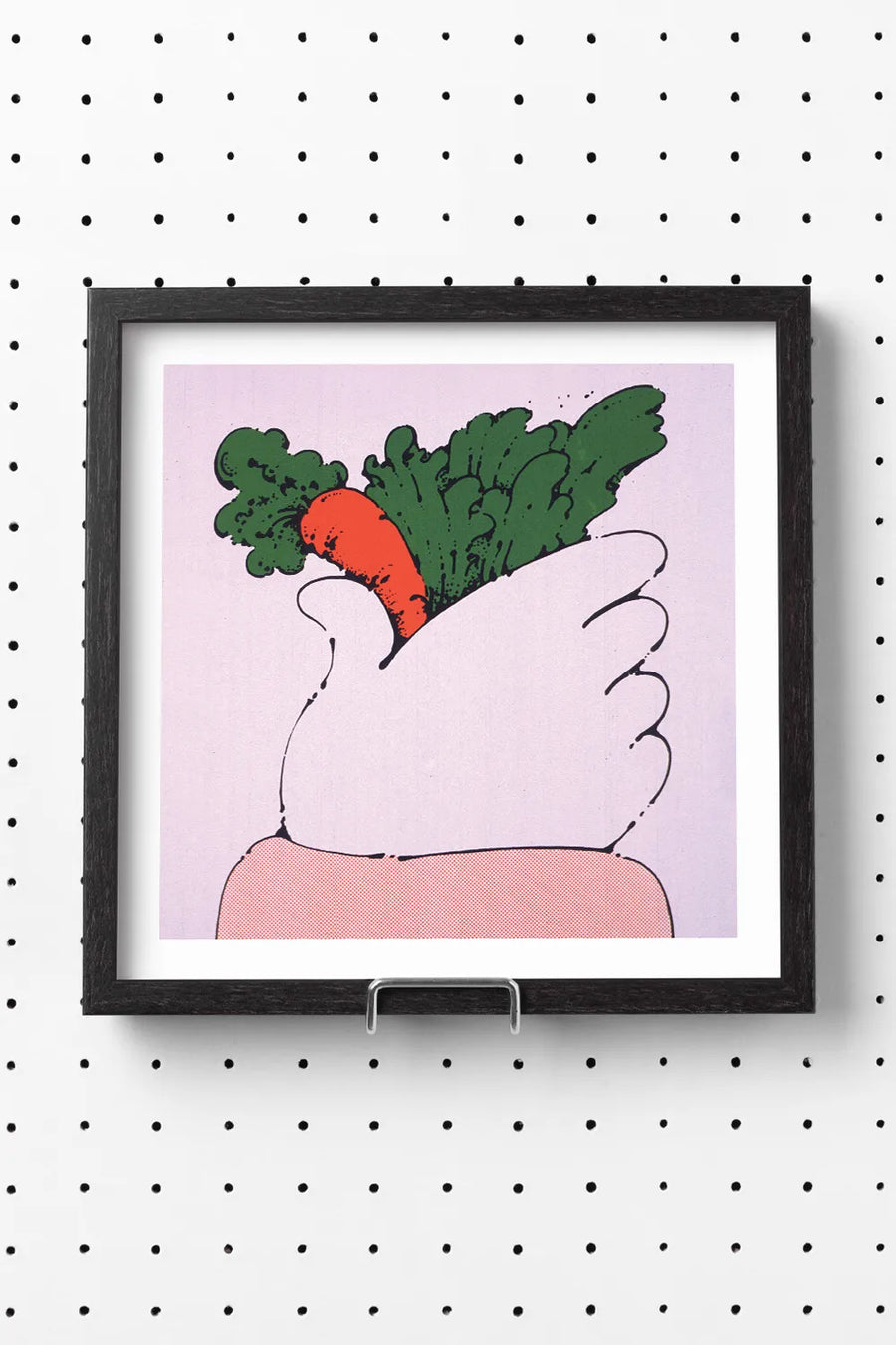 Carrot Pop Art Square Print with soft pink background