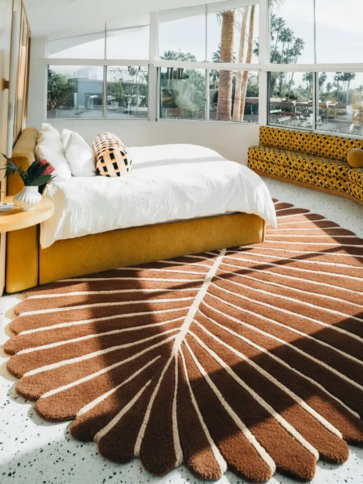 custom size rugs in modern unique shapes and styles for designer bedroom