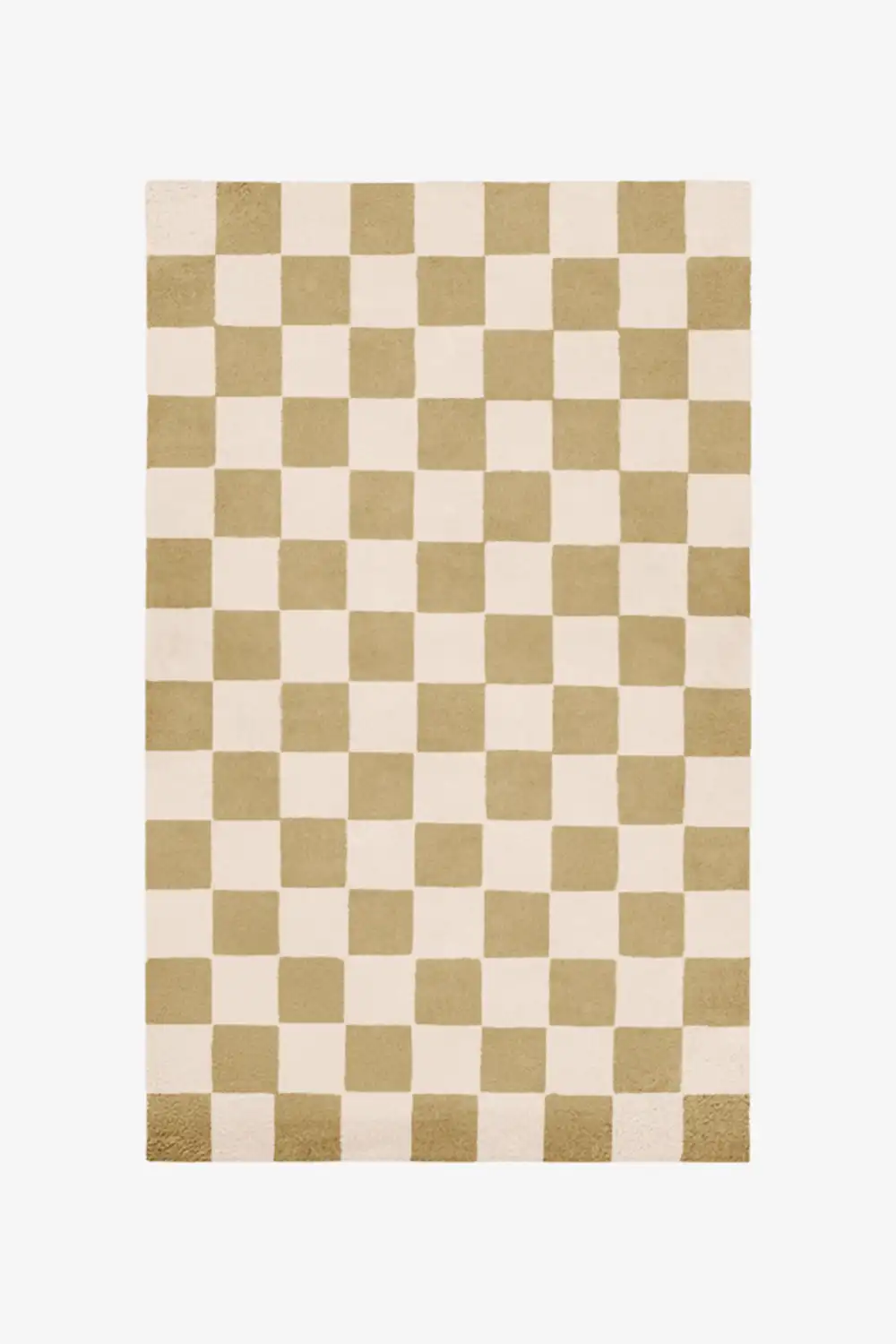Neutral cream and tan checkered wool rug in a soft minimalist palette