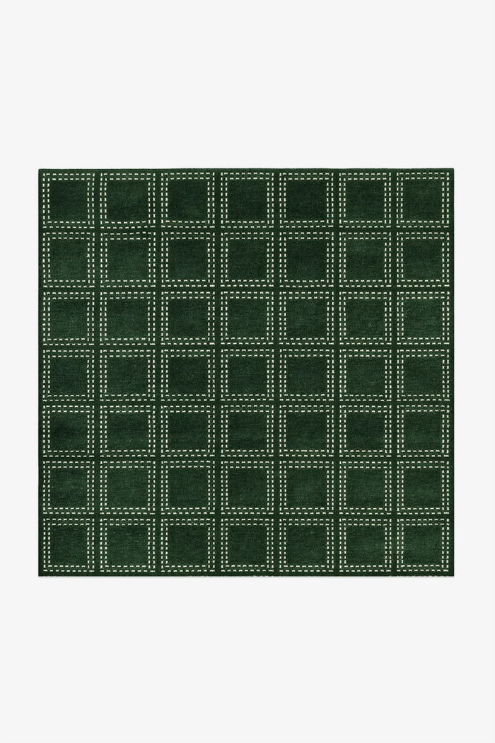 Boxstep Fine Grid Square Hand-Knotted Wool Rug