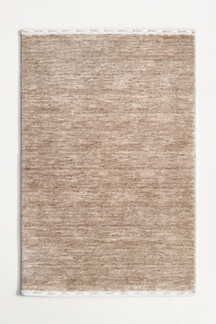 beige wool area rug hand-loomed