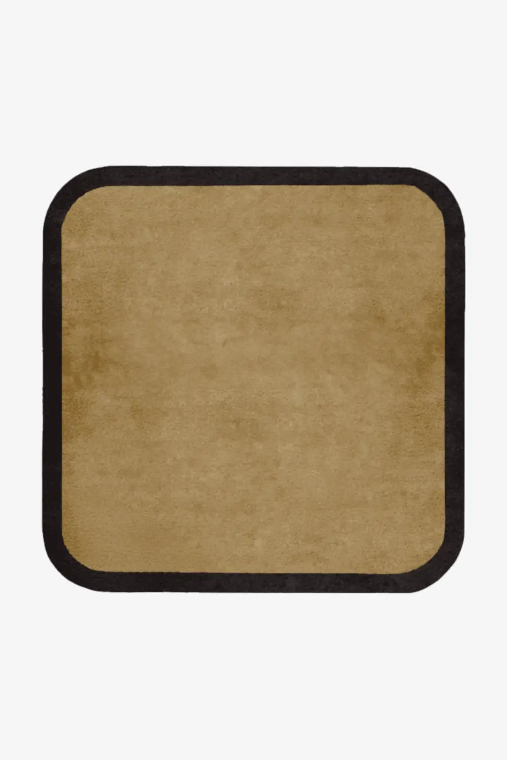 Olive green square wool rug with black border, modern custom square rug for living room or entryway