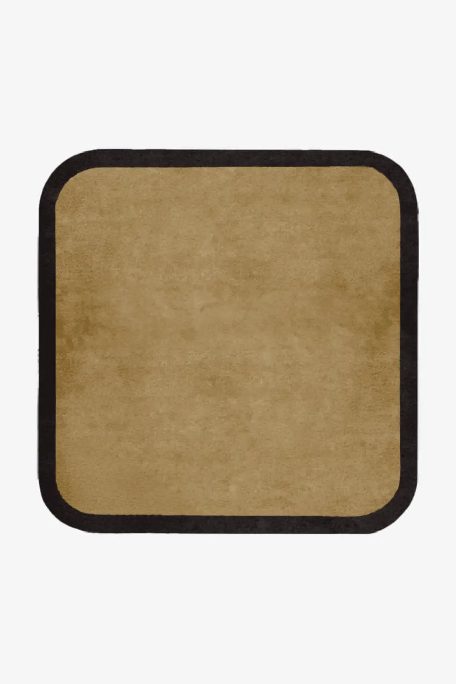 Olive green square wool rug with black border, modern custom square rug for living room or entryway