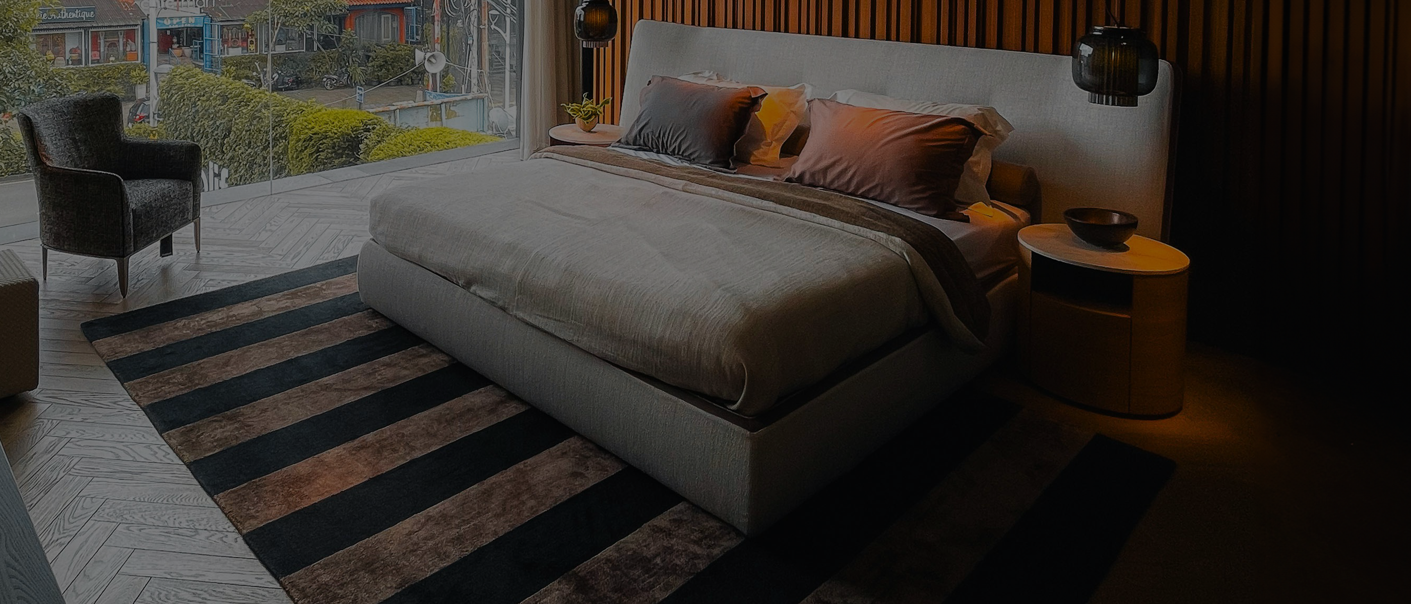 modern bedroom with rug