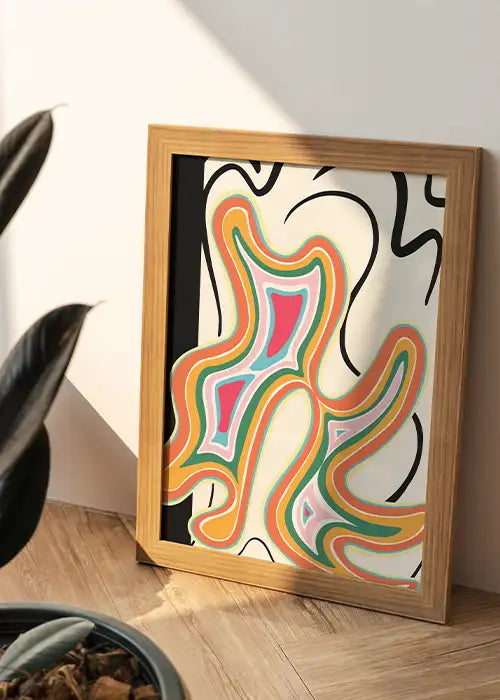 Minimal black and white abstract line print, ideal for Scandinavian decor or neutral gallery wall styling