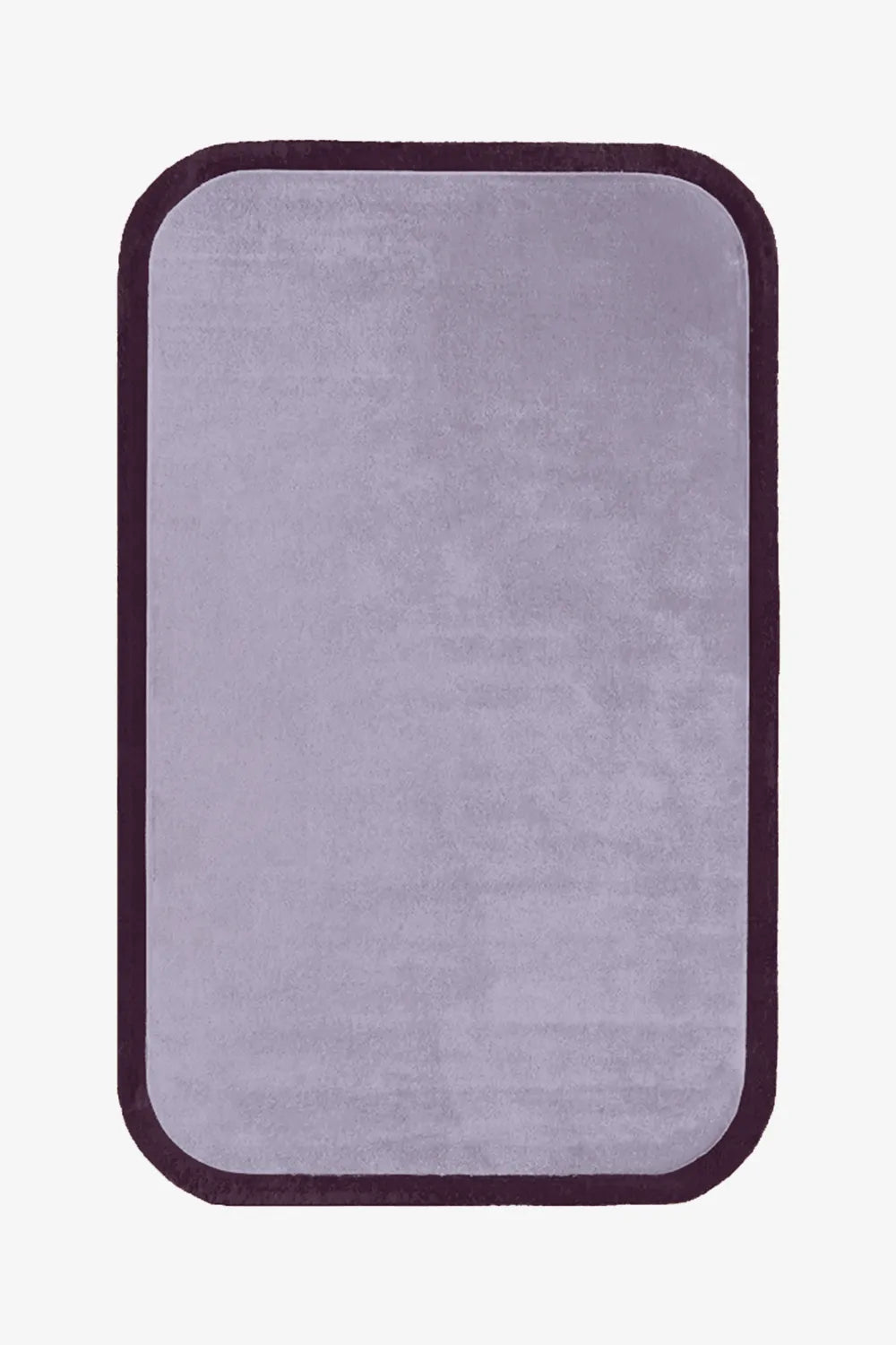 6x9 lavender wool rug with plum outline, contemporary area rug