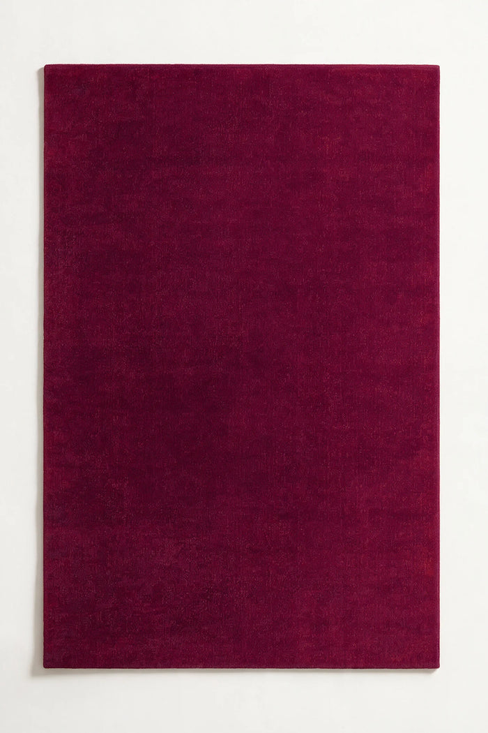 6x8 deep burgundy pink hand tufted wool rug for colorful, boho, and moody interiors