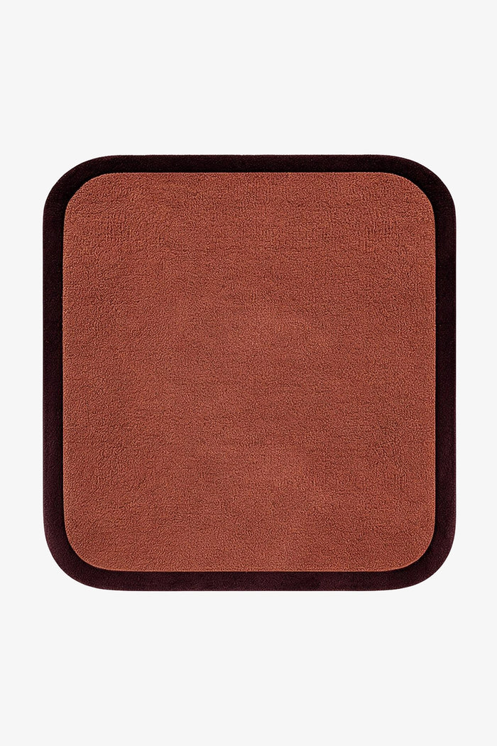 10x10 brown square rug with hand-tufted wool texture, ideal for warm-toned living spaces or bedrooms