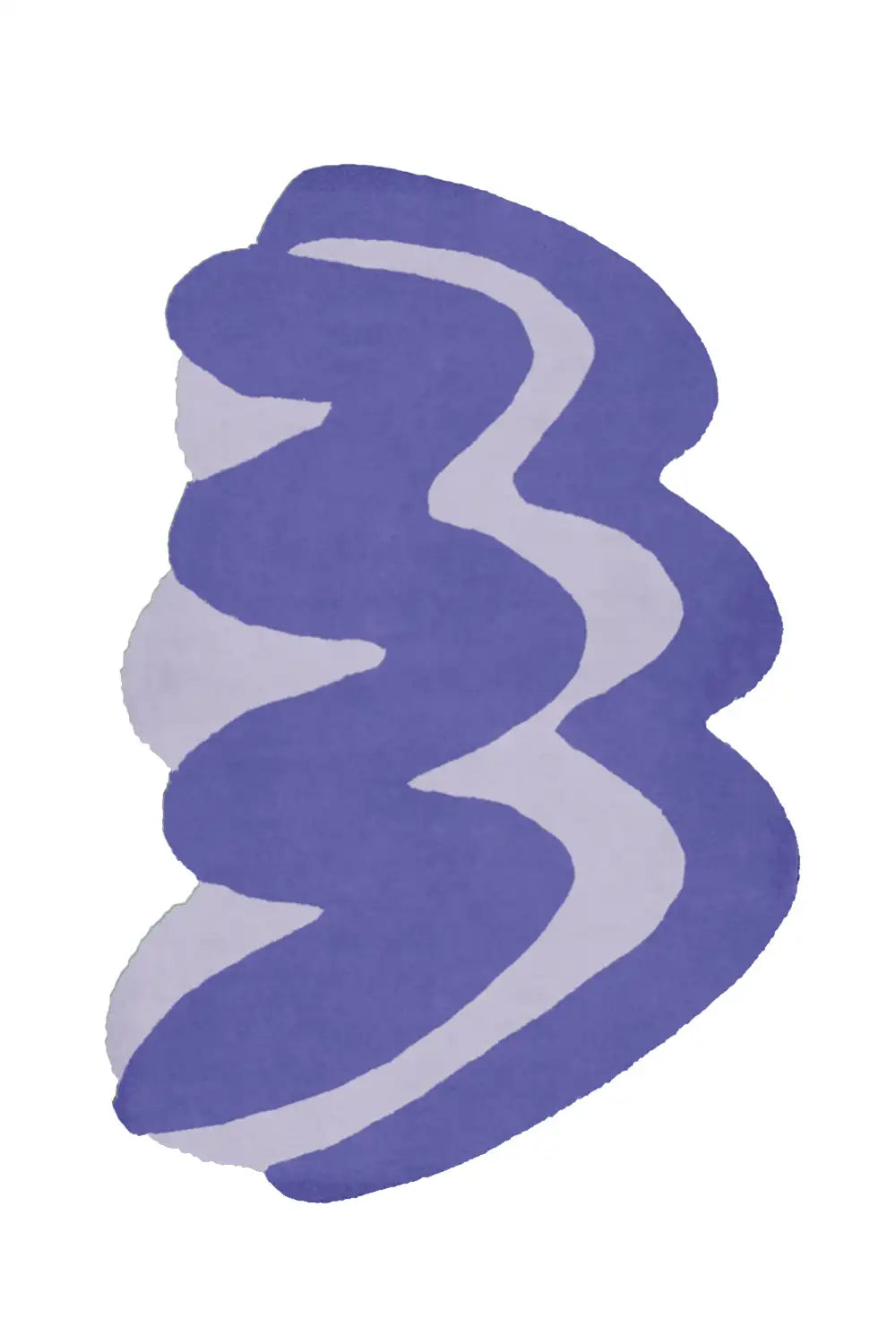 Purple and lilac abstract wool rug with freeform sculptural curves, perfect as a cool custom rug