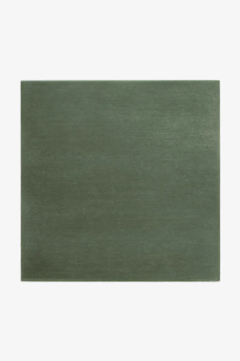 Forest green wool square rug in 9x9 size, perfect for dining rooms, Japandi style spaces, and modern minimalist homes