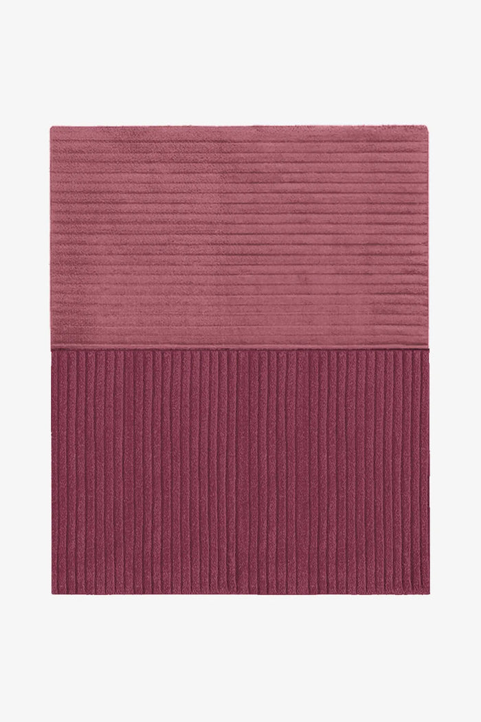 Mauve and pink striped wool rug, modern textured rug for living rooms