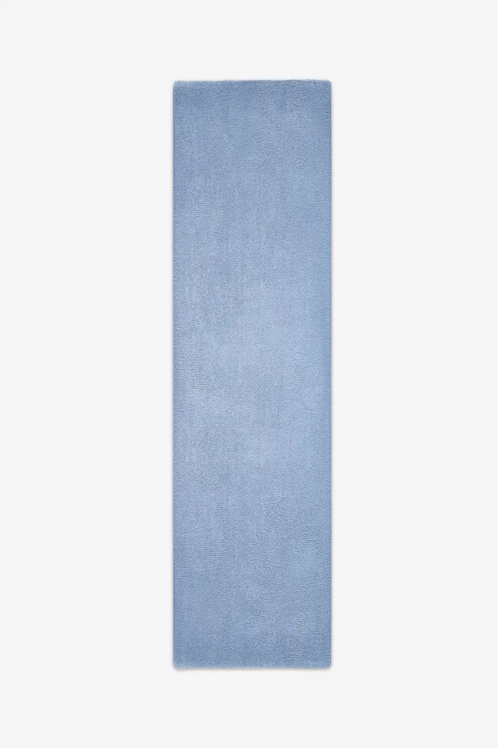 long light baby blue wool runner rug styled for 14 foot modern hallways or entryway rugs