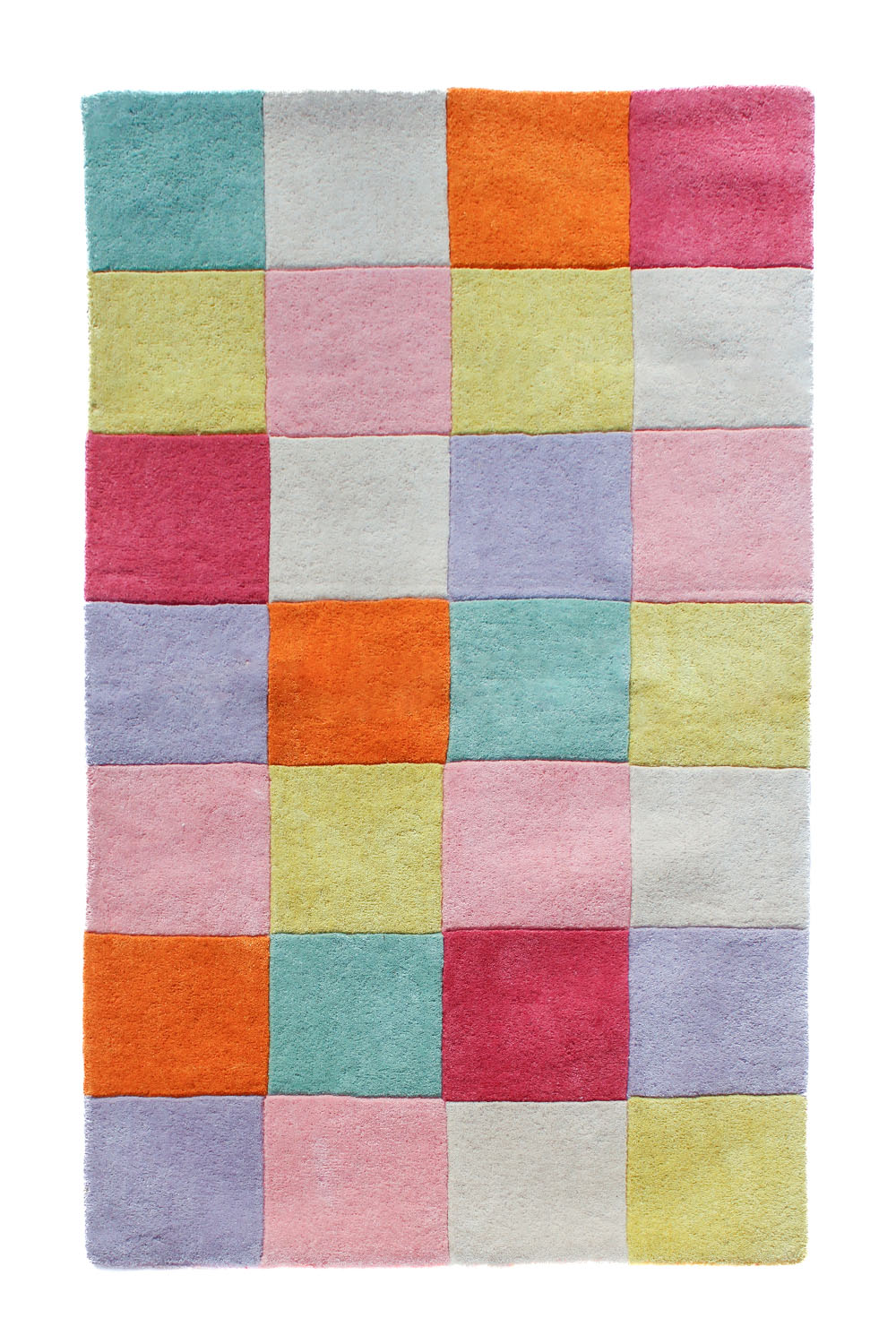 Vibrant colorful checkered geometric area rug, modern colorful boho living room rug