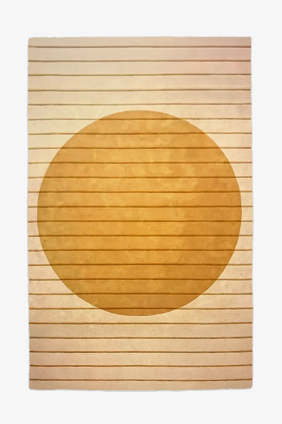 5x8 gold geometric wool tufted rug  with neutral stripes for boho, scandinavian and japandi interiors