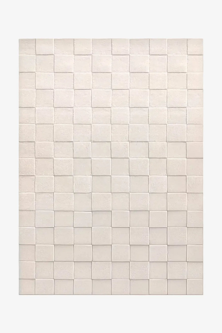 8x10 soft cream and beige checkered area rug, perfect for japandi living rooms and modern bedrooms