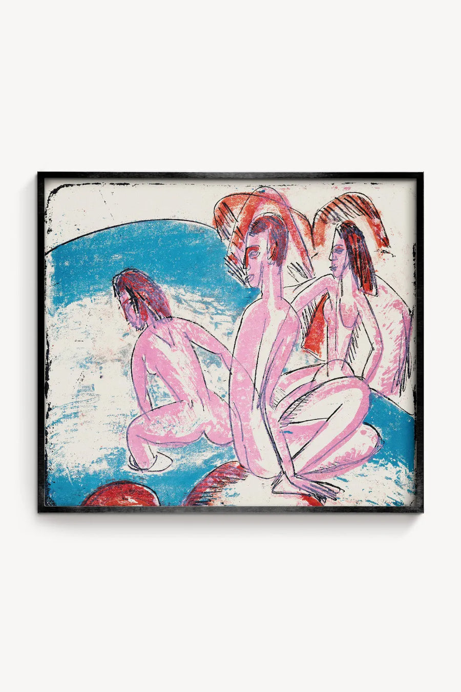 Three Bathers by Stones Art Print by Ernst Ludwig Kirchner