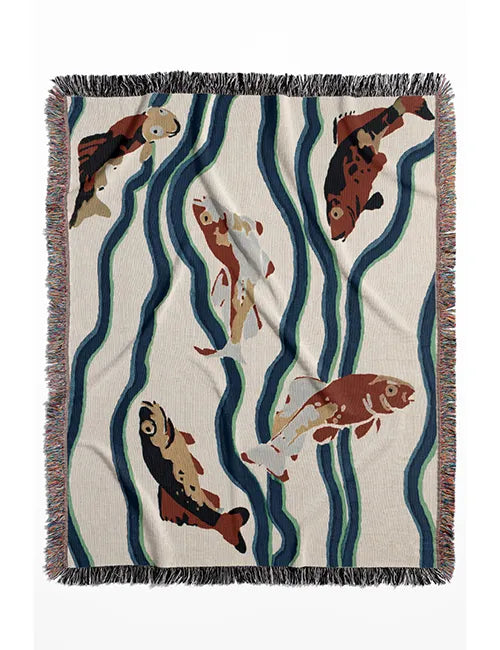 koi fish woven blanket