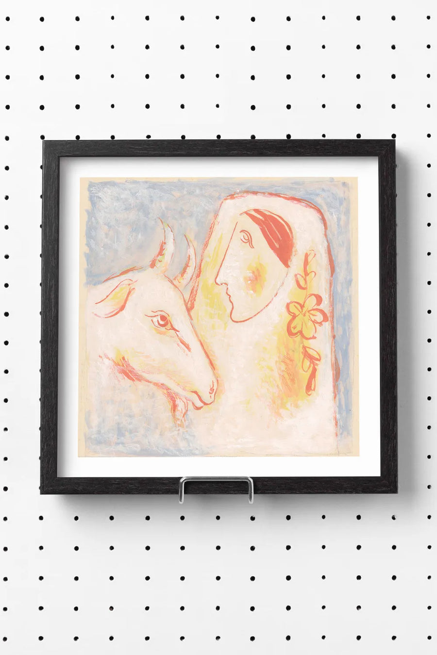 Woman and Goat Fine Art Print by Mikuláš Galanda in soft pastels