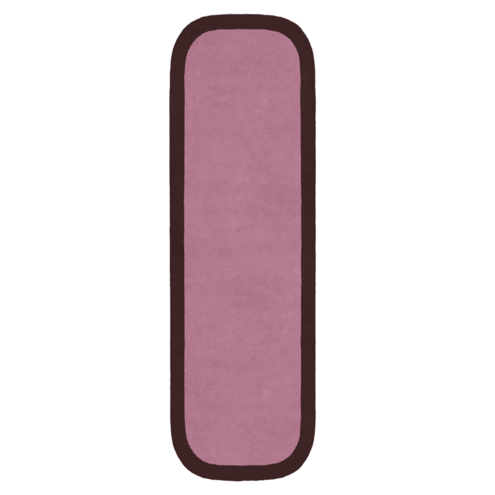 Dusty rose pink wool runner rug with plum border, modern colorful hallway rug