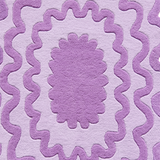 Sculpted purple rug with curved borders, a playful choice for kids' rooms or 4x6 area rugs