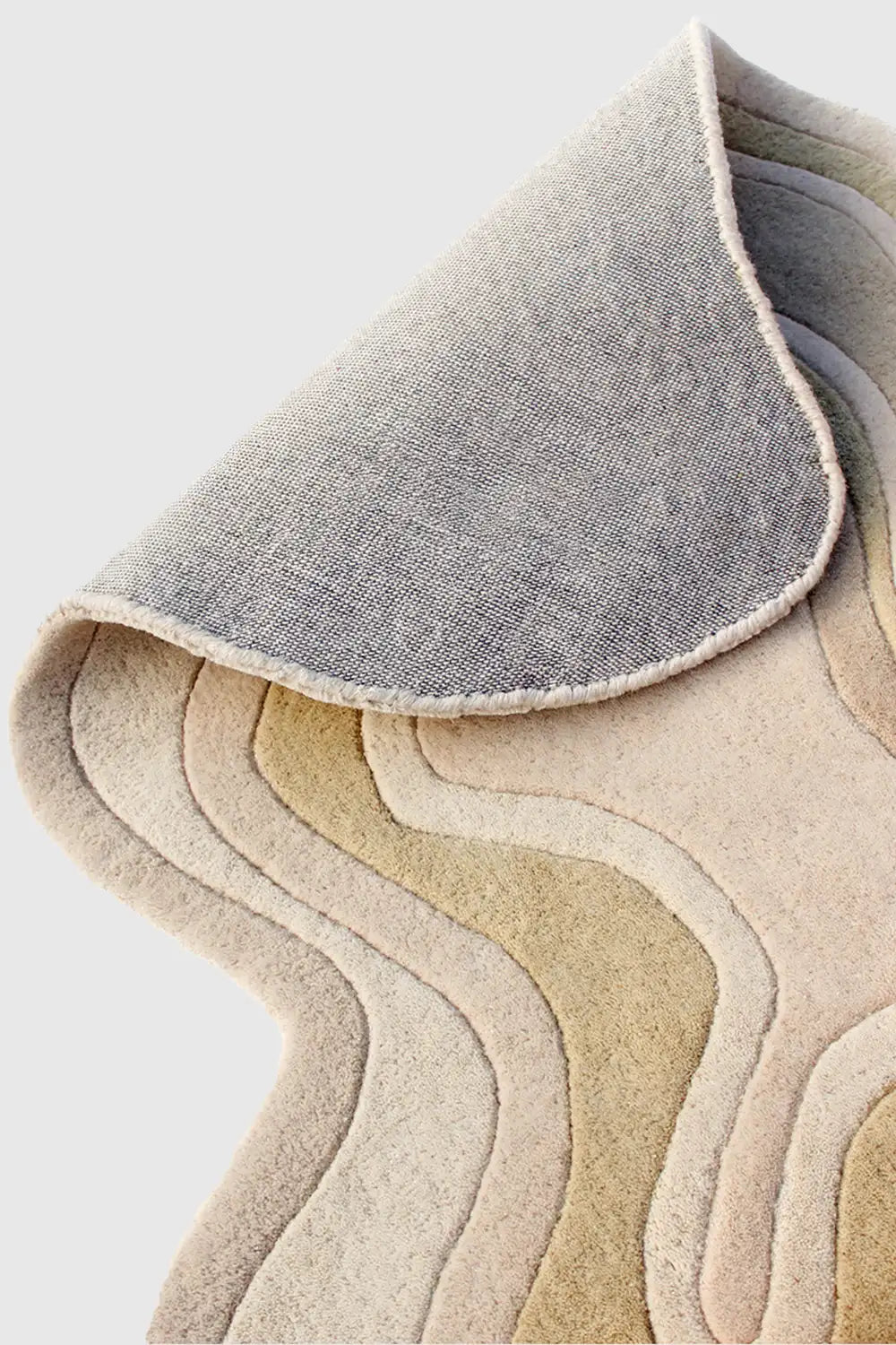 Beige Abstract Rolling Tides Rug - Soft and Plush for Modern Bedroom