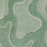 Sage green rug with modern movement, a boutique 6x9 or 7x9 area rug for calm interiors