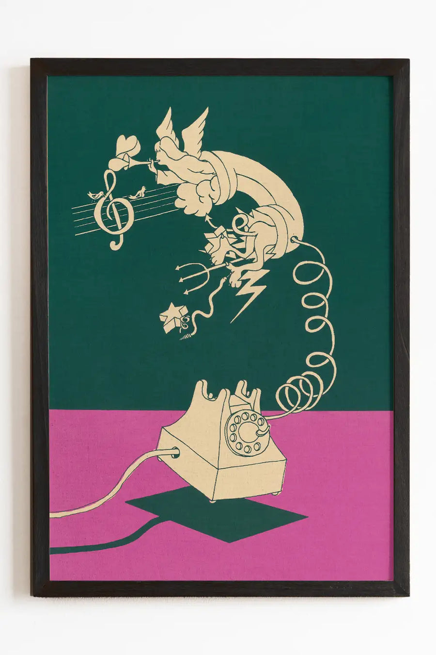 Two-Tone Rotary Phone Vintage Art Print featuring surreal elements