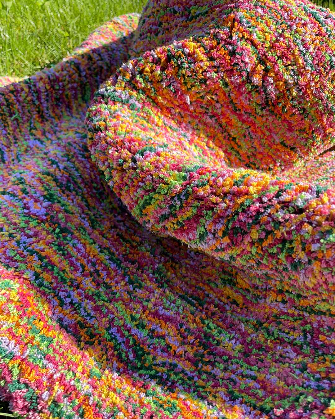 One of a Kind Tropical Rainbow Recycled Cotton Tufted Rug