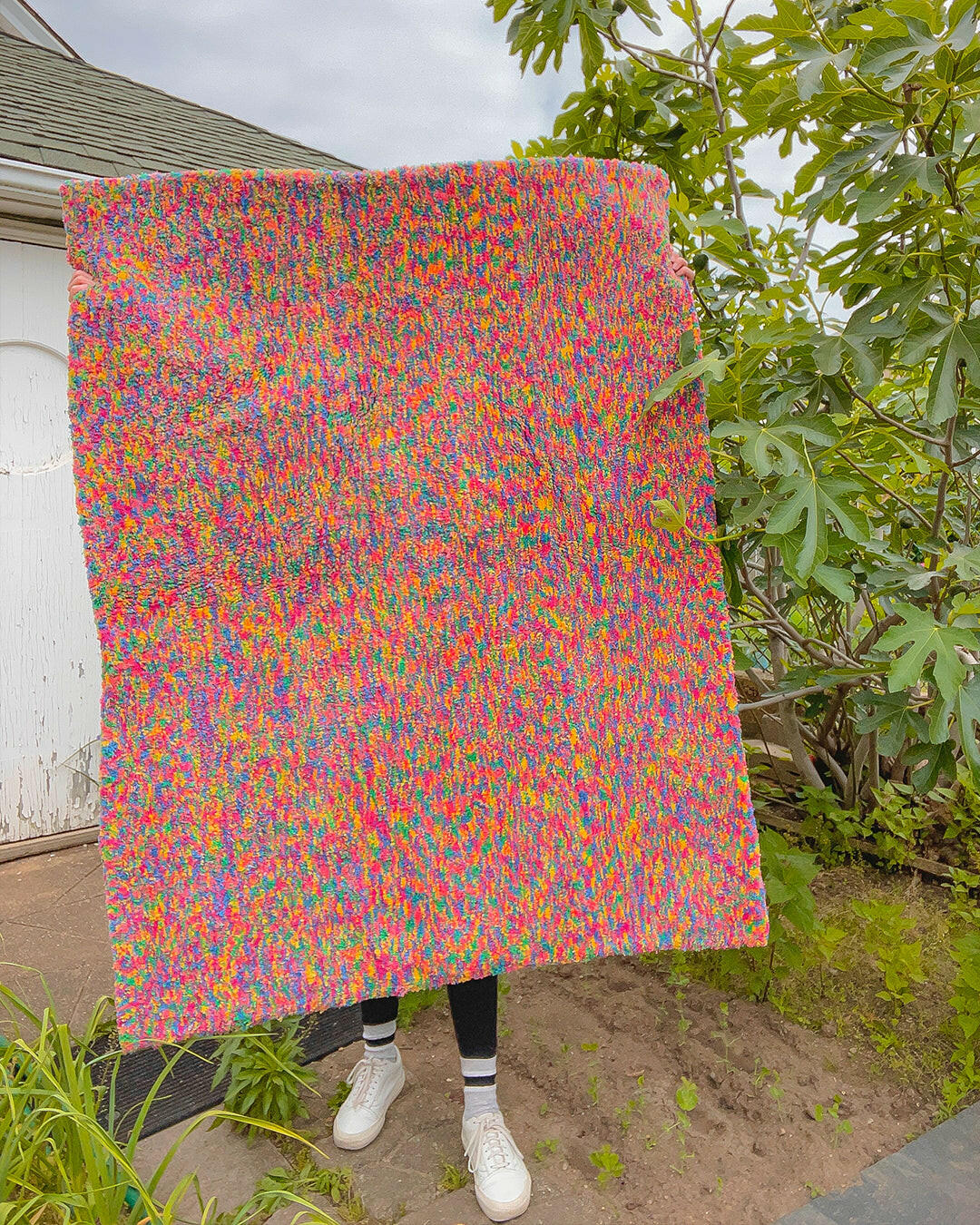 Eclectic colorful rug. Jubi original design hand made in Brooklyn, NY using 100% recycled cotton