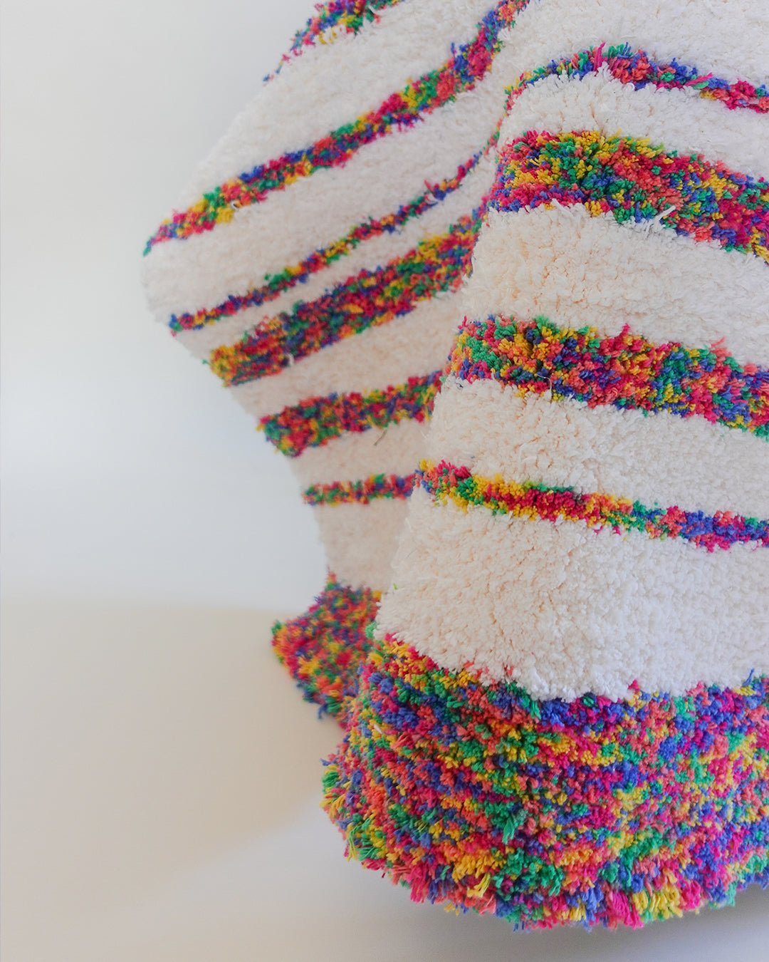 Recycled Cotton Cream and Multicolor Striped Accent Rug