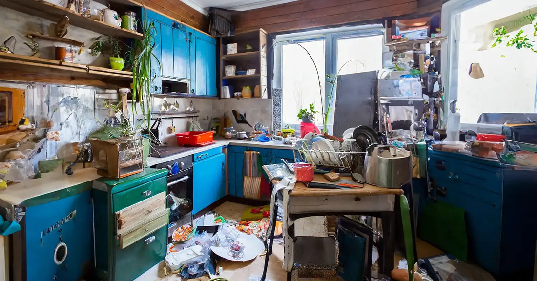 a messy kitchen room