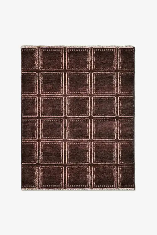 8x10 rug with brown minimal geometric pattern in wool