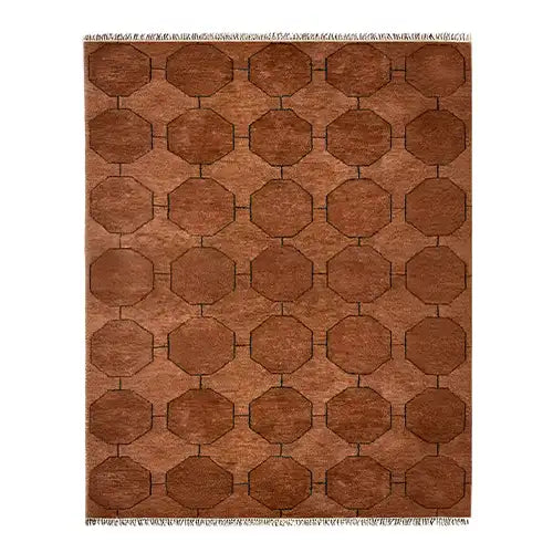 10x12 hand knotted wool rug with brown geometric pattern by jubi