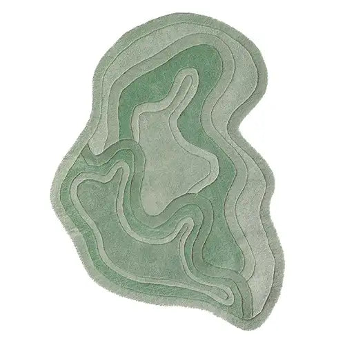 11x12 sage green rug in irregular organic shape handmade rug by jubi