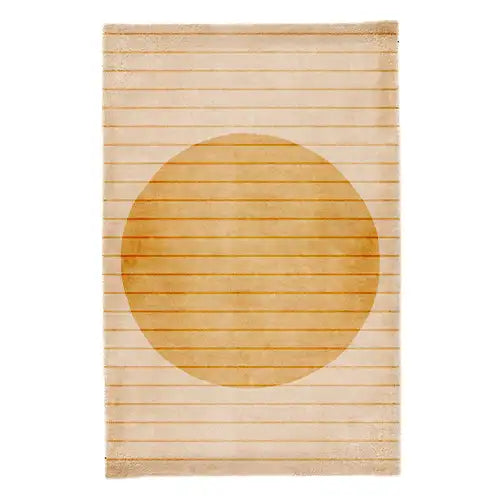 11x14 neutral modern area rug with gold sun-like design by jubi