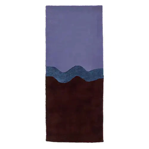2x5 wool runner rug in modern purple and brown design