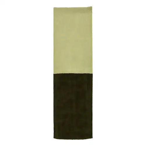 3x12 modern wool runner rug with olive green and dark green design