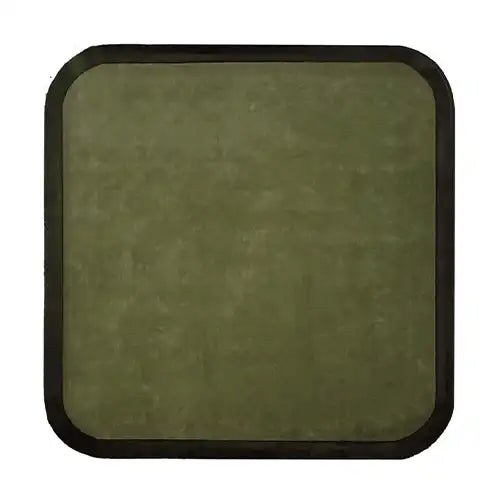 3x3 square wool rug in contemporary green design with curved edges