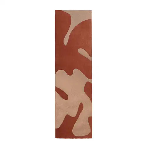 3x6 runner rug in rust and tan abstract wool design