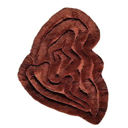 4x5 shag wool rug in modern brown irregular shape design