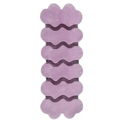 6 foot runner rug in unique funky purple scalloped wool design