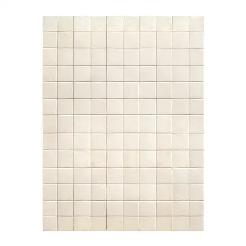 6x10 off white checkered handmade wool area rug