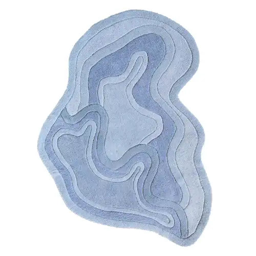 6x7 irregular shaped area rug in blue organic modern design